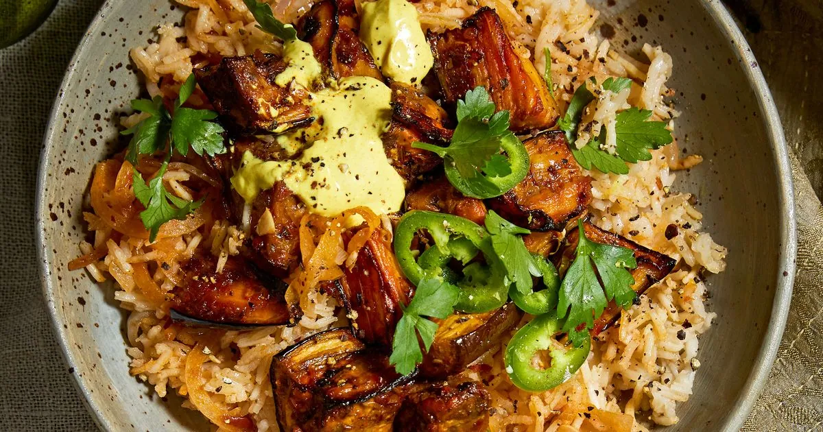 Harissa Aubergine Rice