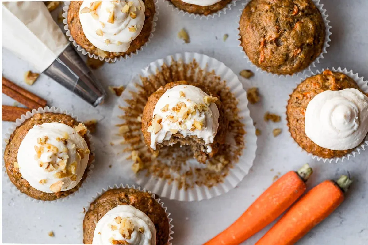 Carrot Cake Muffins with cream cheese