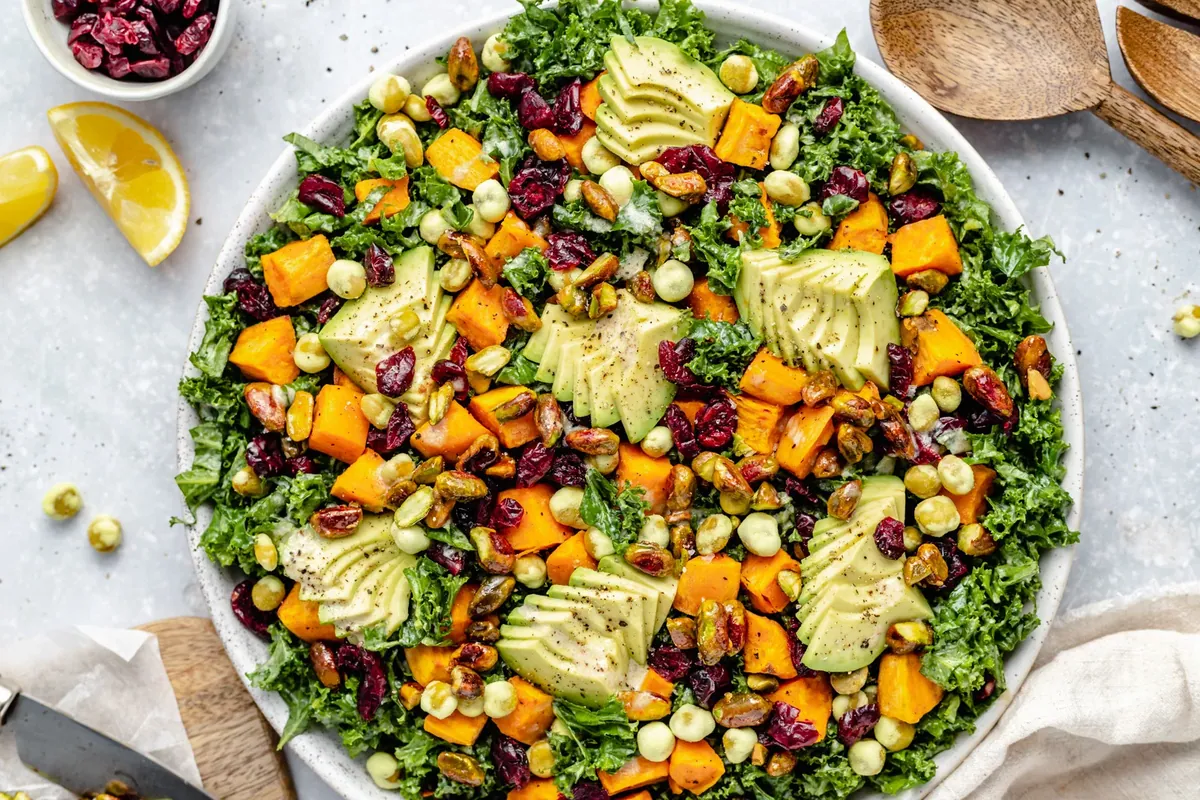 Roasted Sweet Potato Kale Salad