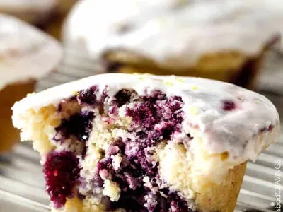 Lemon Blueberry Muffins with berries
