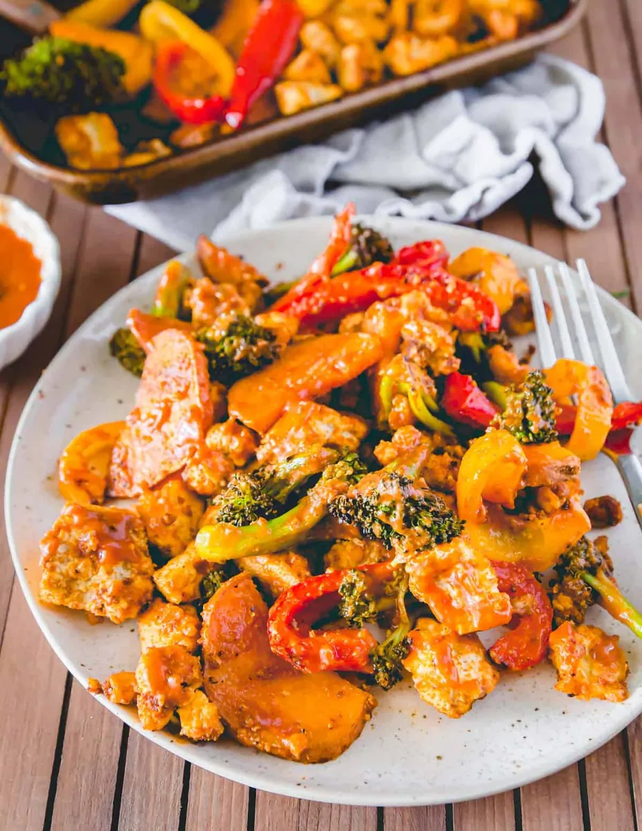 Sheet Pan BBQ Tofu and Vegetables