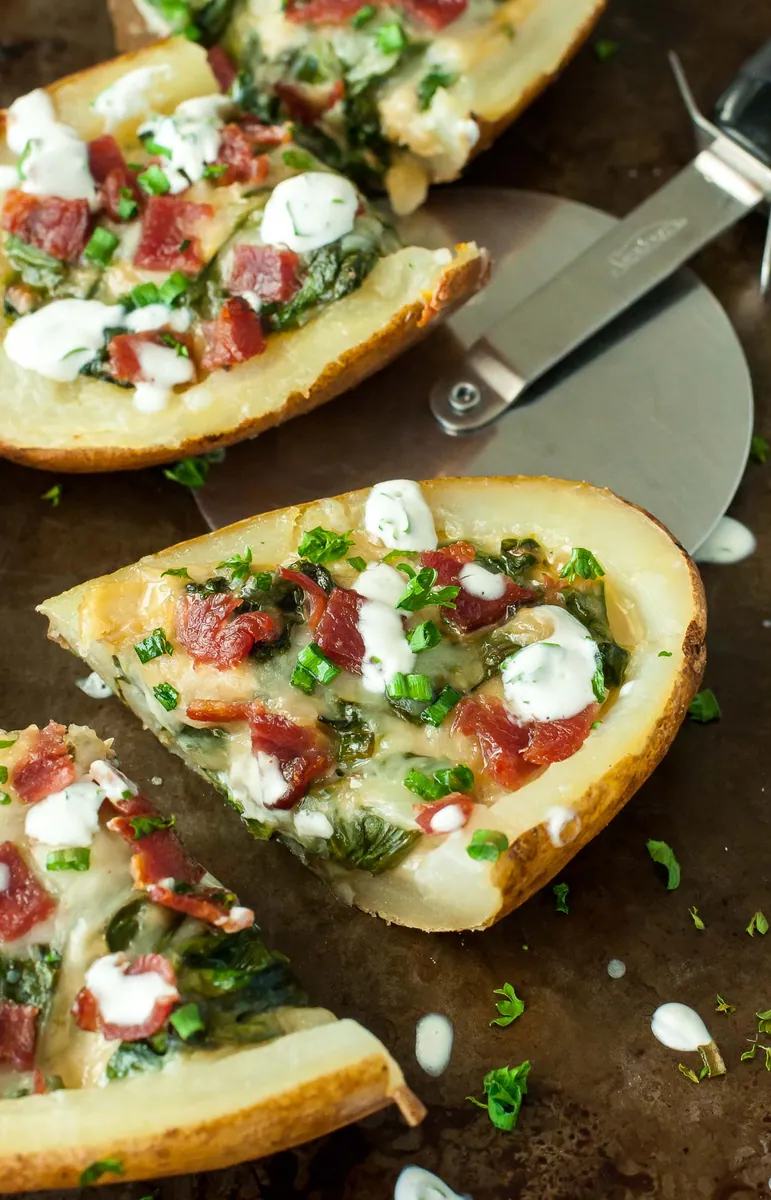 Spinach Artichoke Potato Skins