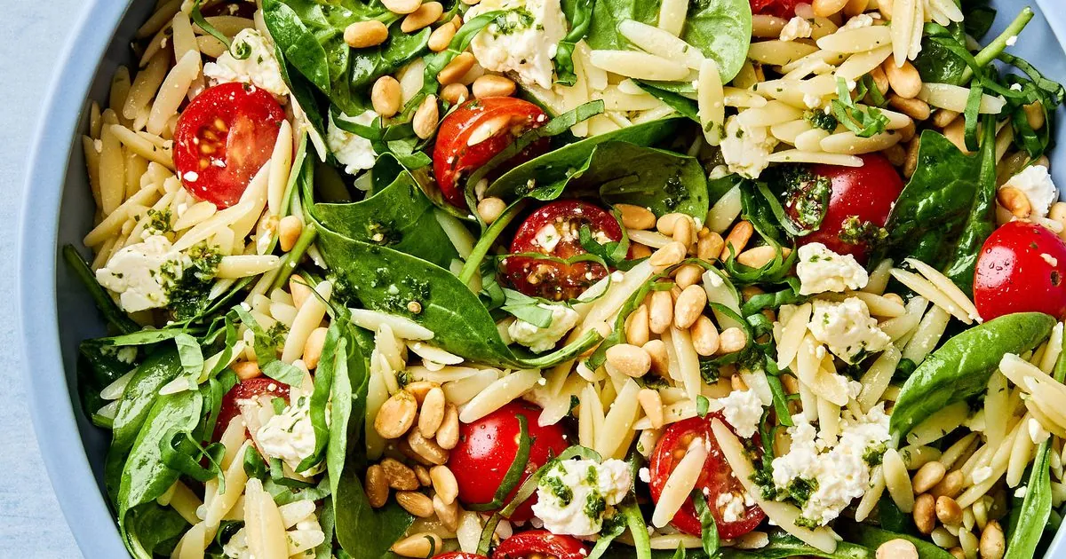 Spinach Orzo Feta Salad