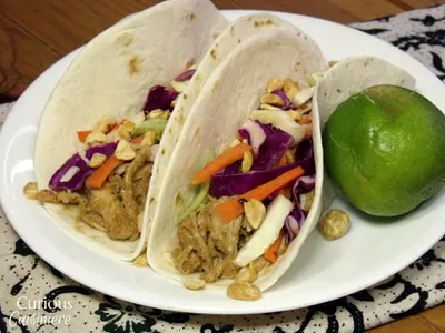 Thai Peanut Chicken Tacos