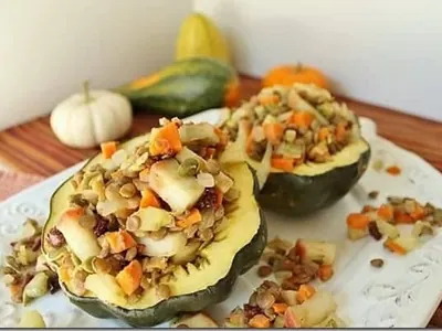 Apple Lentil Stuffed Squash