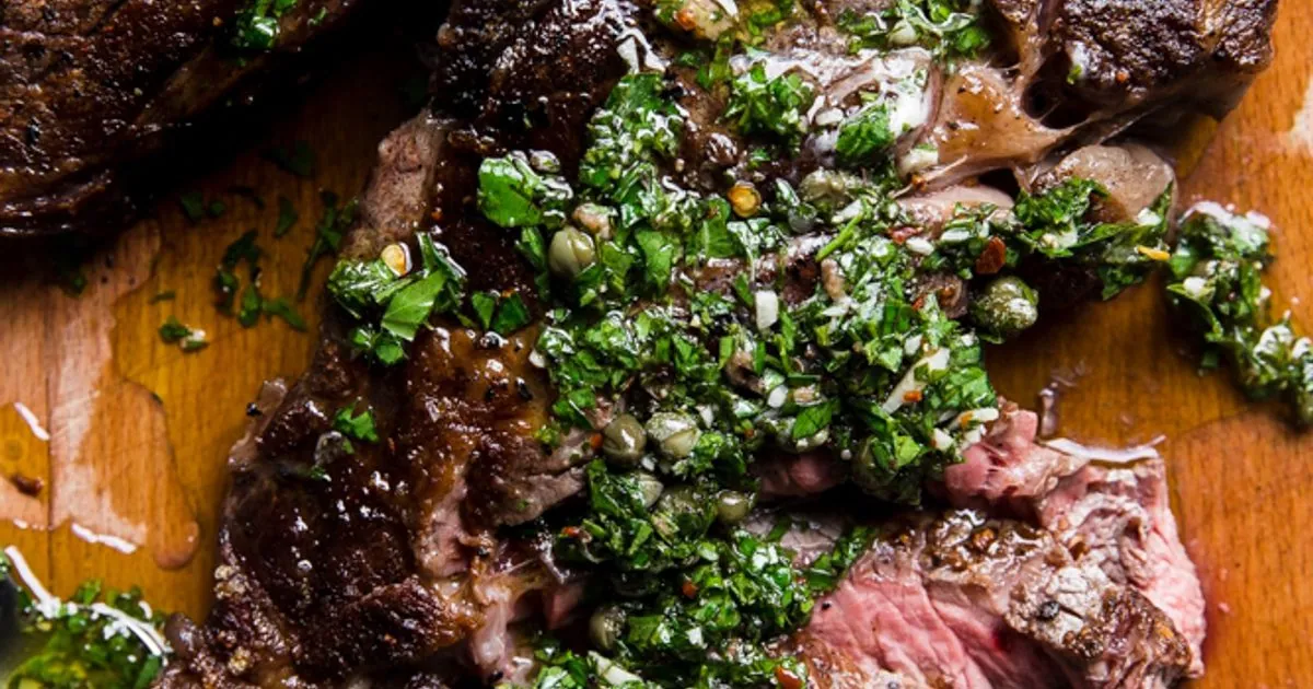 Grilled Rib Eye with Salsa Verde