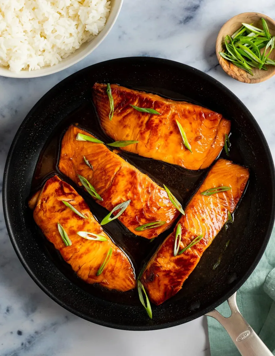 Teriyaki Salmon with green onions