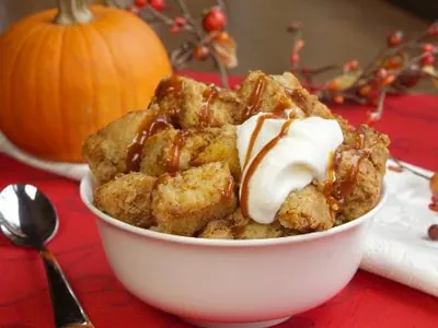 Pumpkin Bread Pudding with sandwich bread