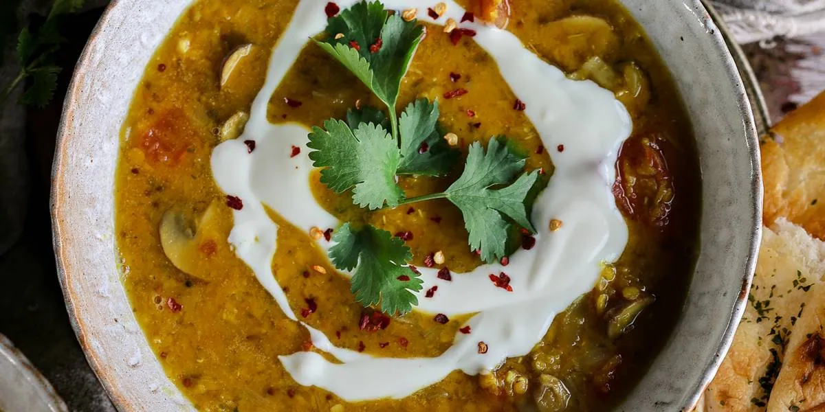 Red Lentil Mushroom Curry Soup