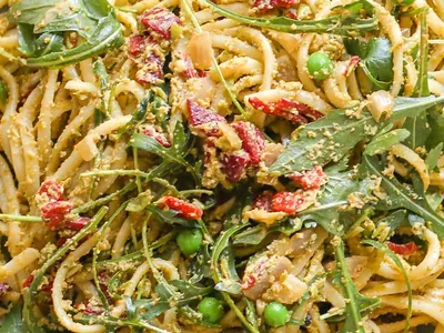 Pea Basil Pesto Pasta