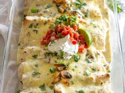 Chicken Mushroom Spinach Enchiladas