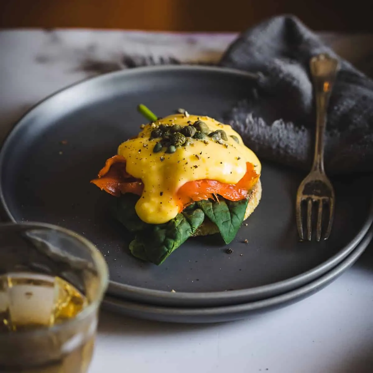 Smoked Salmon Eggs Benedict with butter