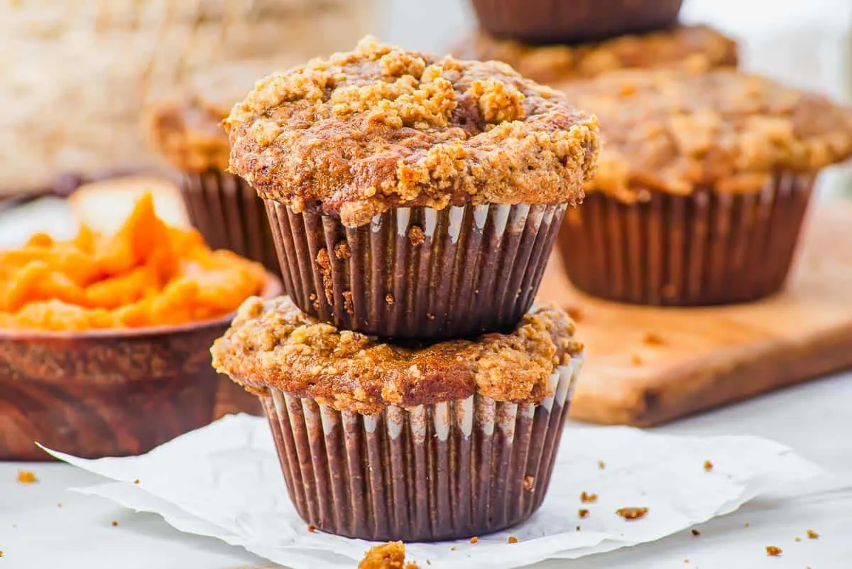 Pumpkin Banana Muffins with butter