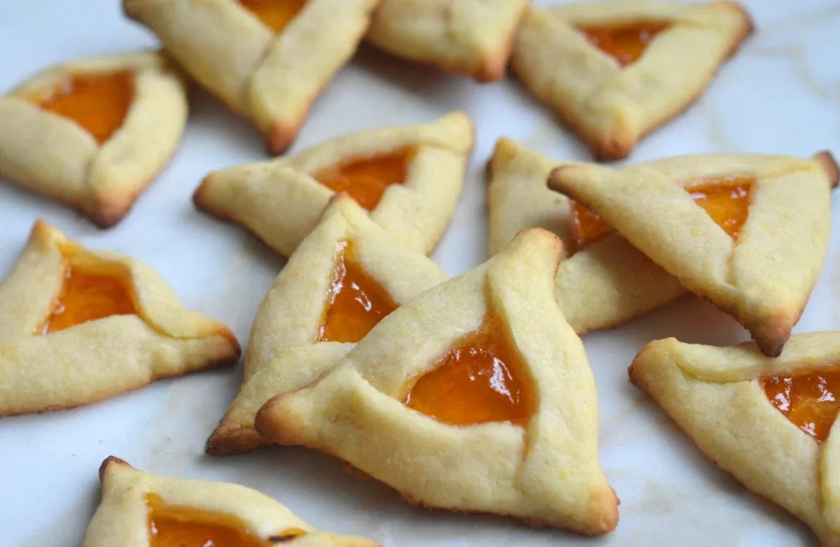 Apricot Hamantaschen with butter