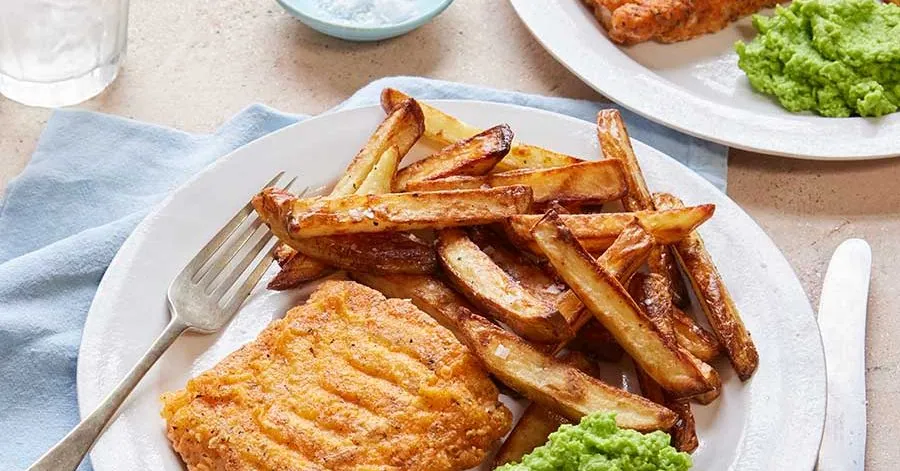 Air Fryer Fish and Chips with tuna steak