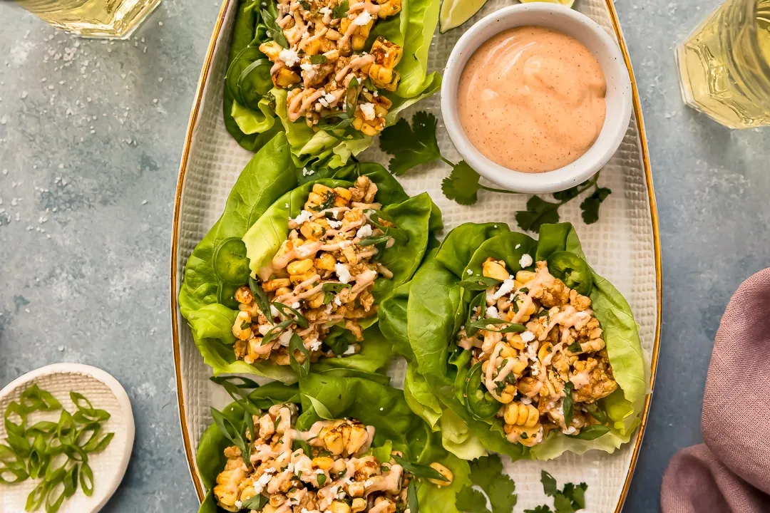 Street Corn Chicken Lettuce Wraps