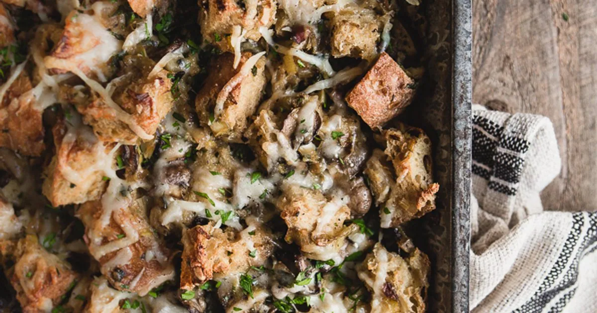 Mushroom Leek Bread Pudding