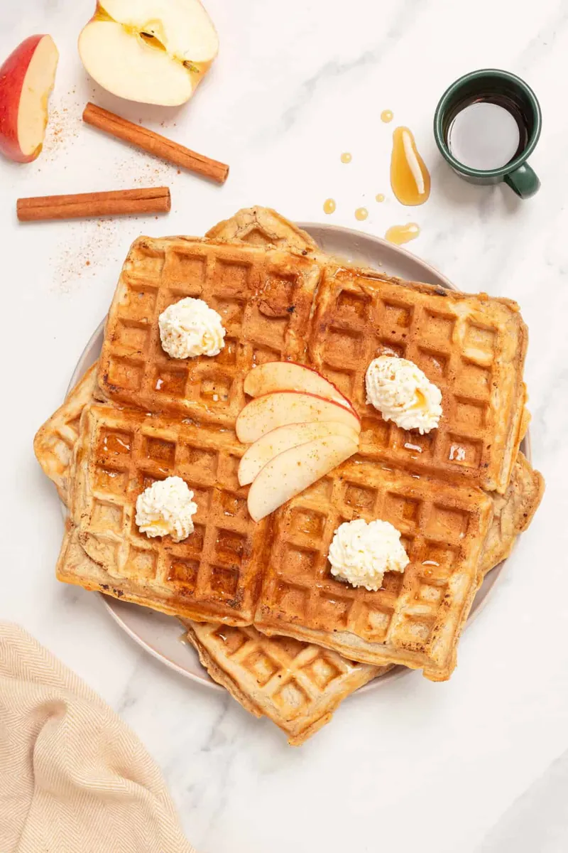 Apple Cinnamon Waffles with butter