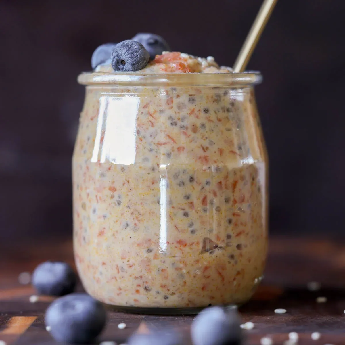 Carrot Cake Overnight Oats with nuts and seeds