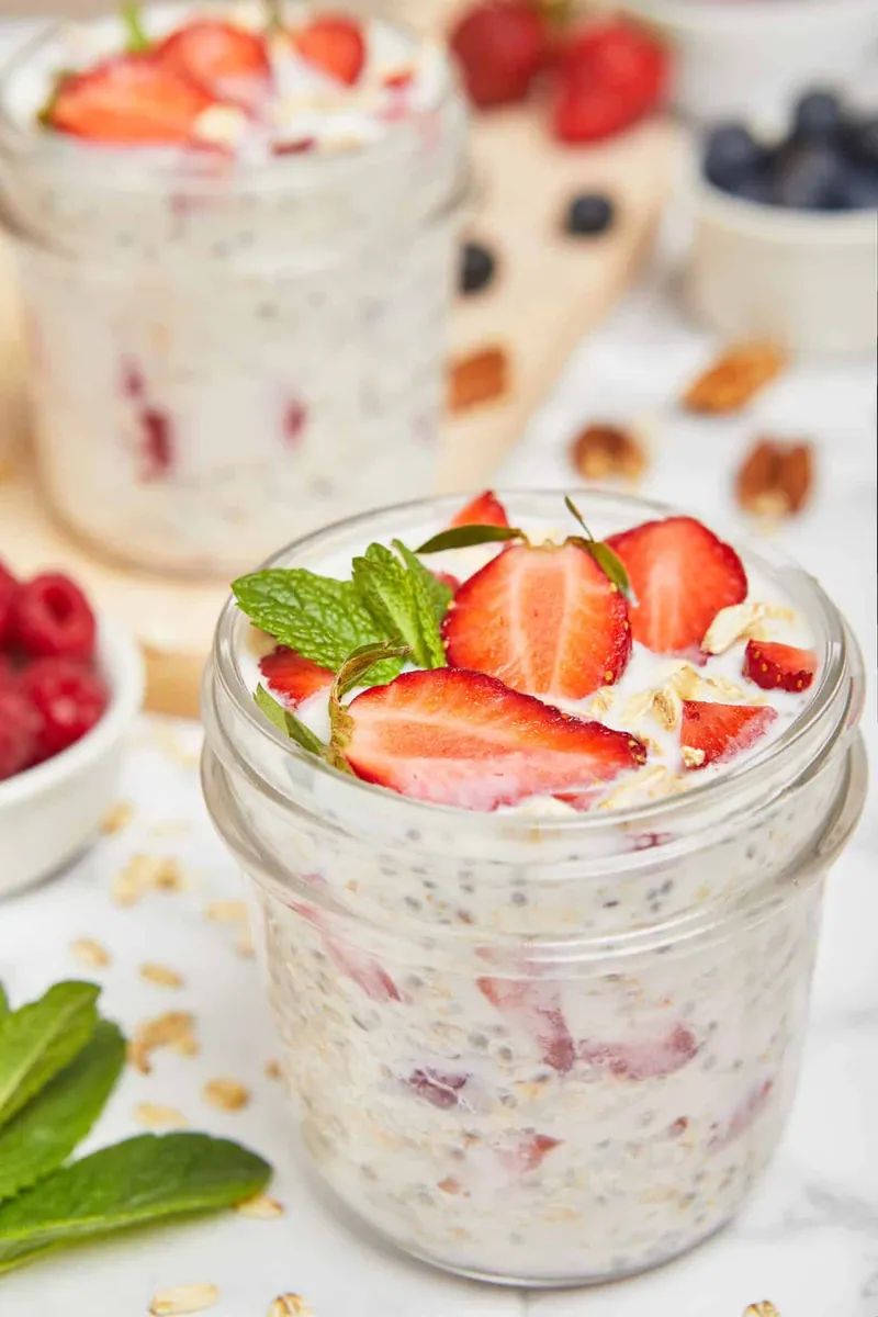 Strawberry Overnight Oats with berries