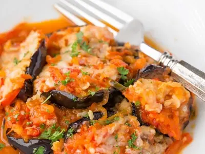 Eggplant with Red Pepper Sauce