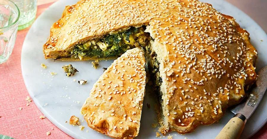 Chard Feta Sesame Pie