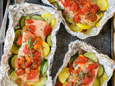 Salmon Summer Vegetable Foil