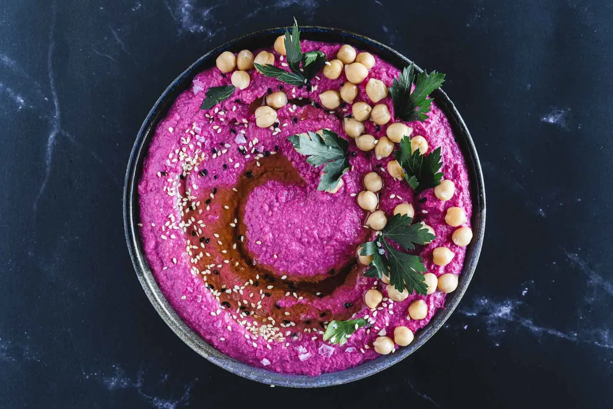 Beet Hummus with canned beans