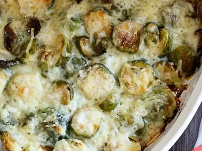 Brussels Sprouts Gratin with swiss