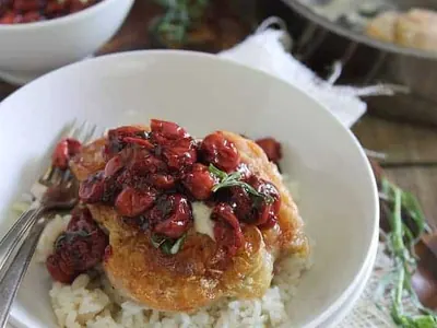 Goat Cheese Chicken Cherry Sauce