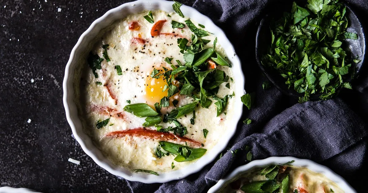 Shirred Eggs with Leeks