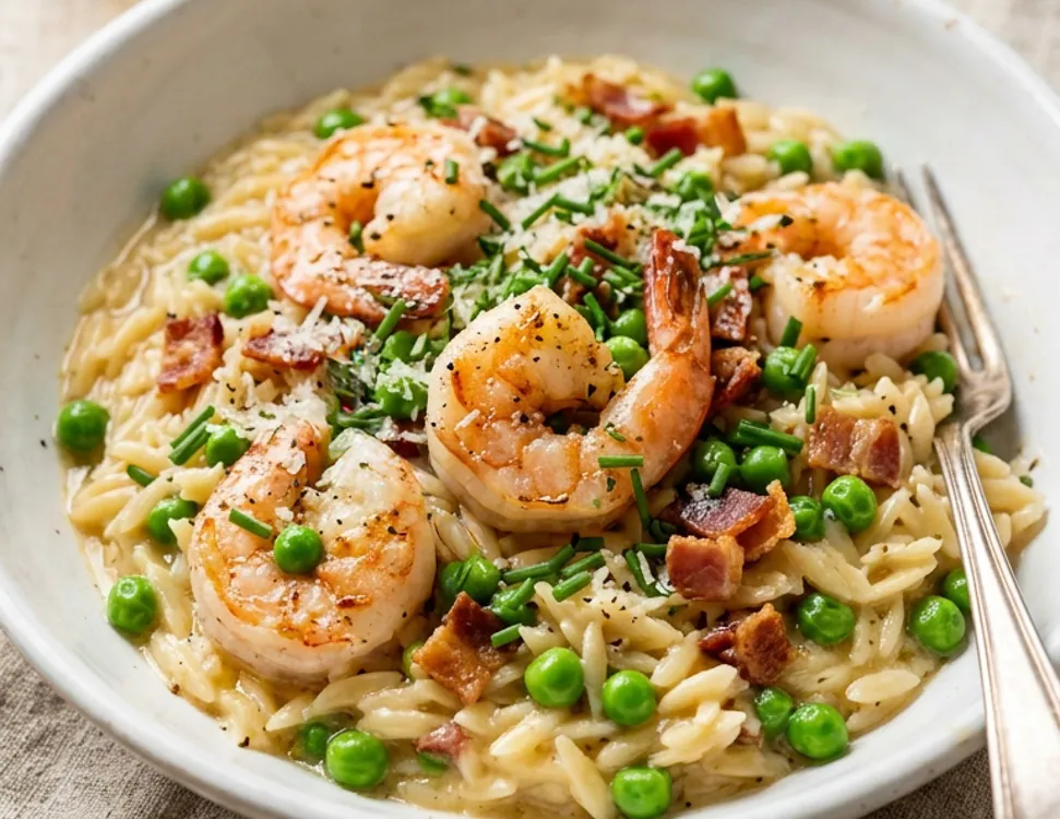 Shrimp Orzo with Bacon