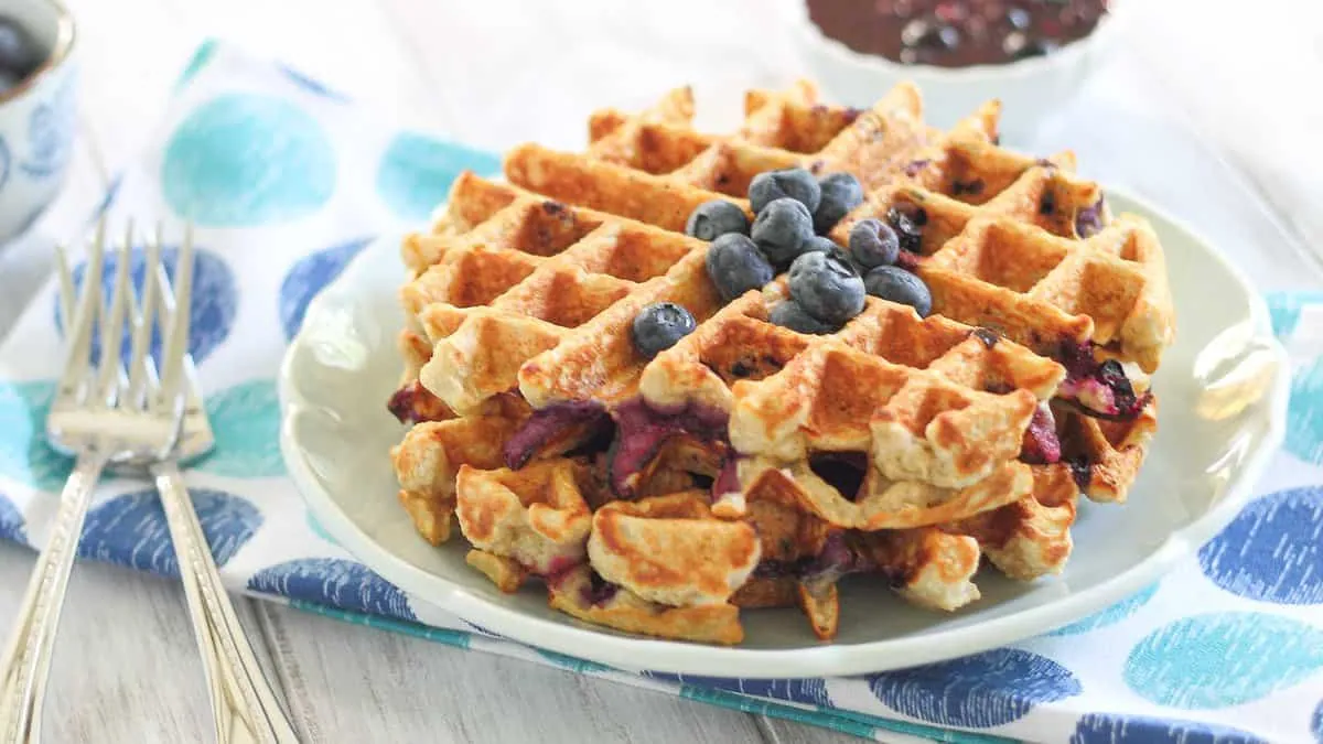 Blueberry Oatmeal Waffles