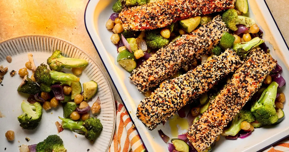 Sesame Trout Traybake