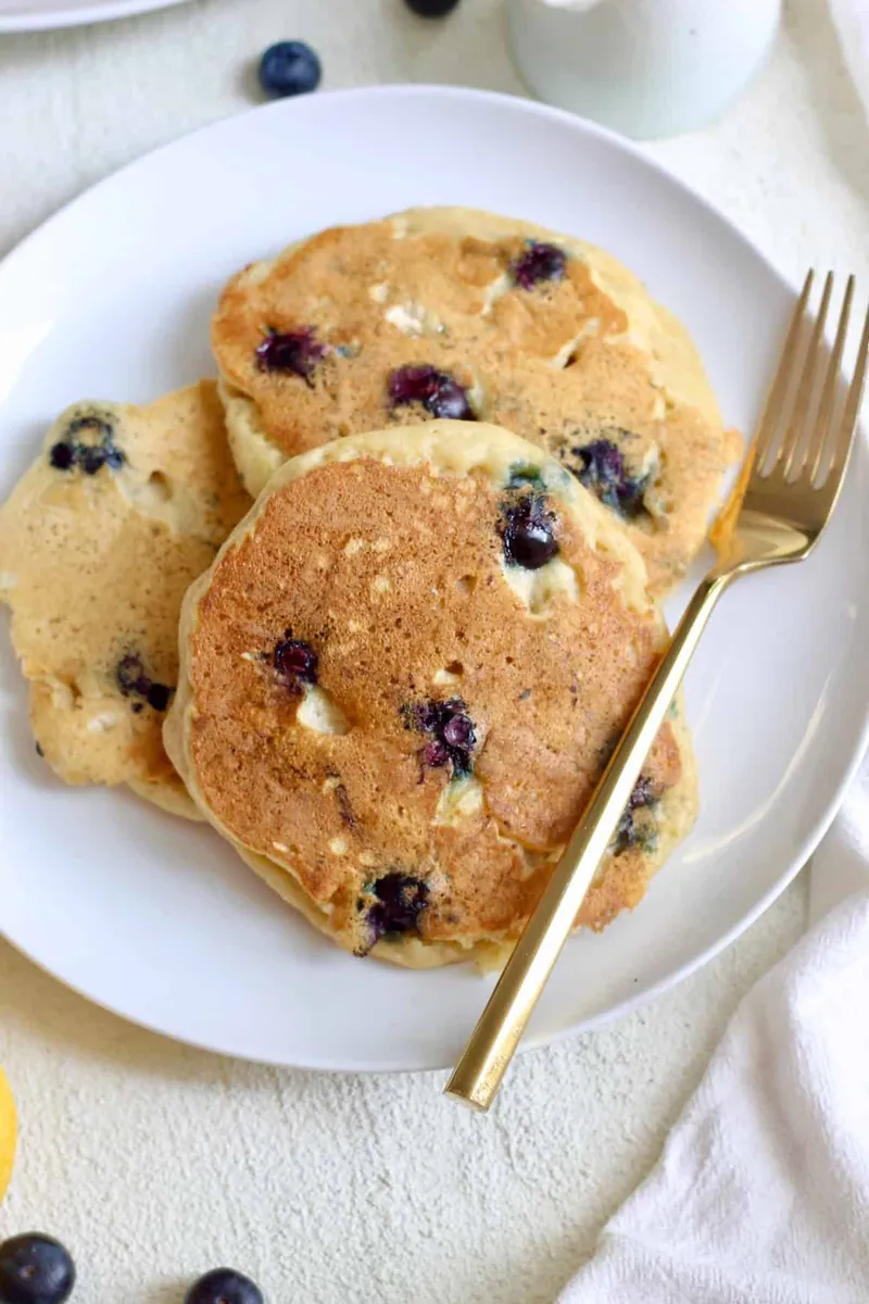 Lemon Blueberry Pancakes with berries