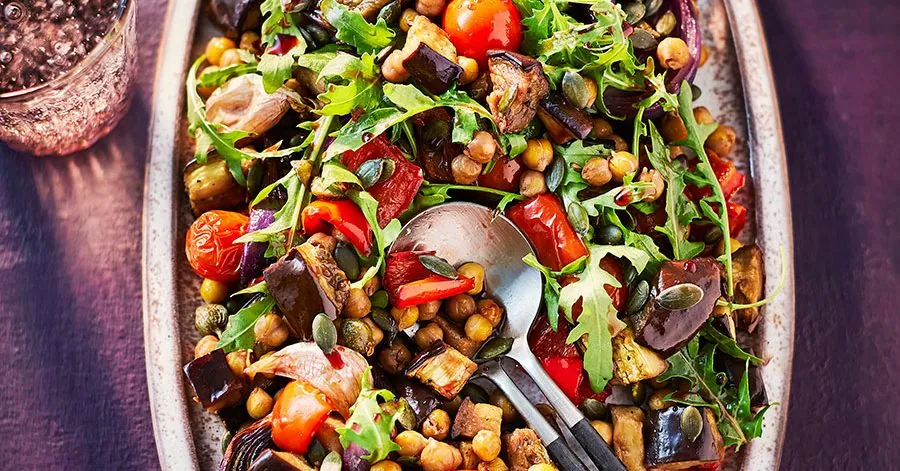 Aubergine Chickpea Salad