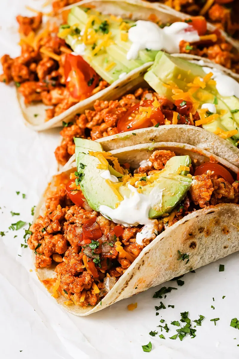 Ground Turkey Tacos with tomato paste and sauce