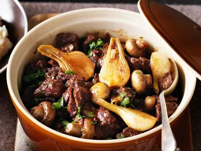 Beef Bourguignon with fennel