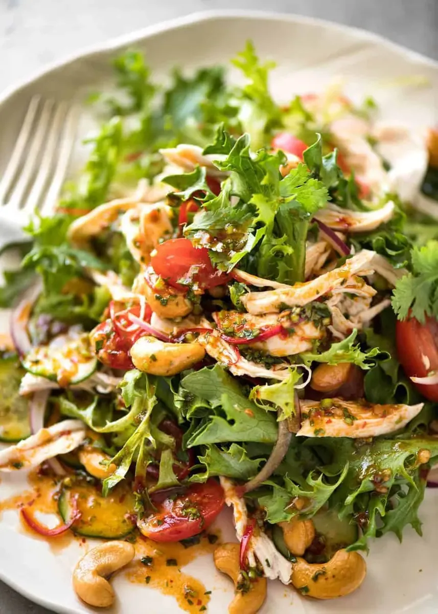Thai Chicken Salad with cherry and grape tomatoes