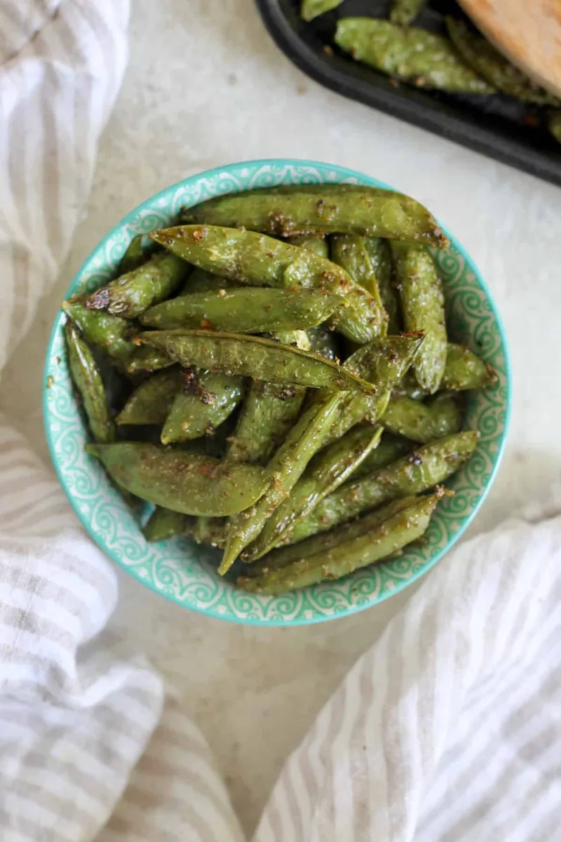 Pesto Roasted Snap Peas
