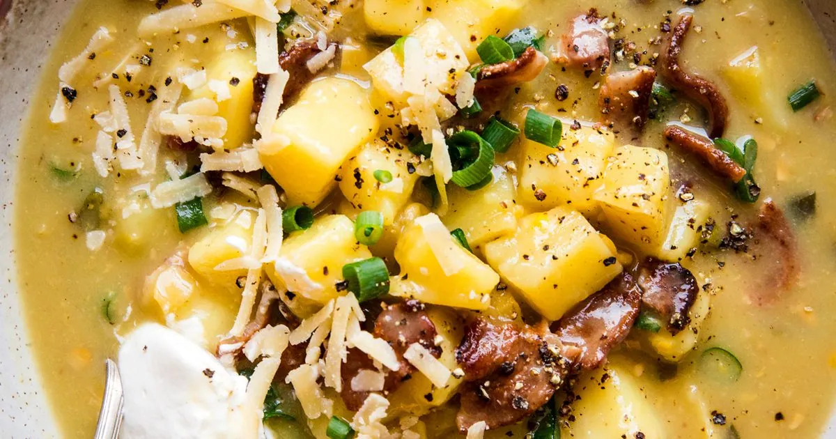 Potato Corn Chowder with bacon