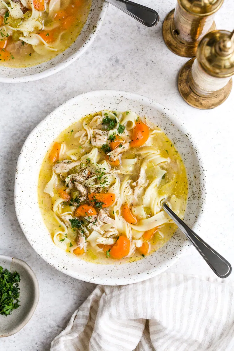 Instant Pot Chicken Noodle Soup with broth