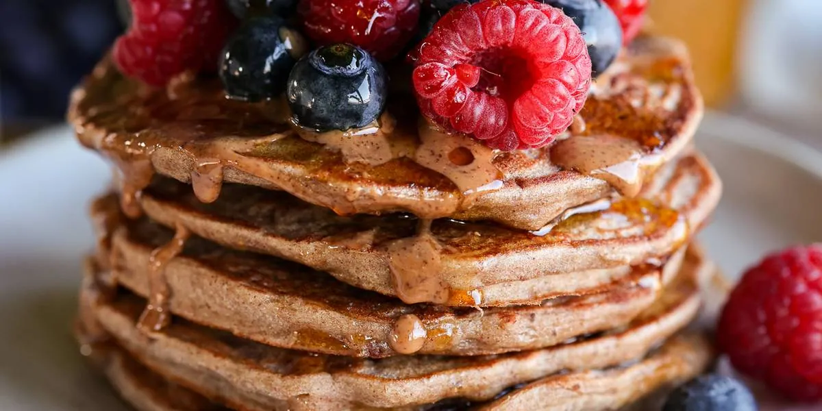 Buckwheat Banana Pancakes with berries