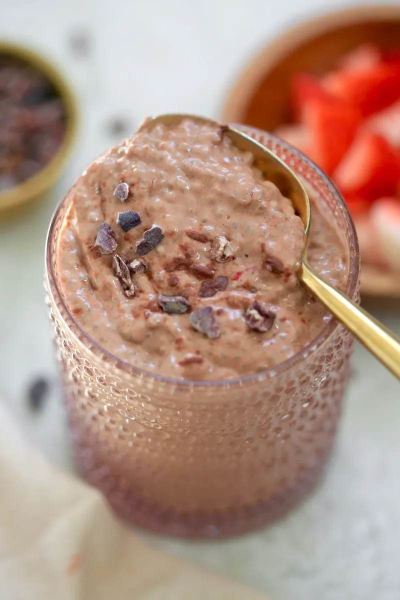 Chocolate Chia Pudding with nuts and seeds