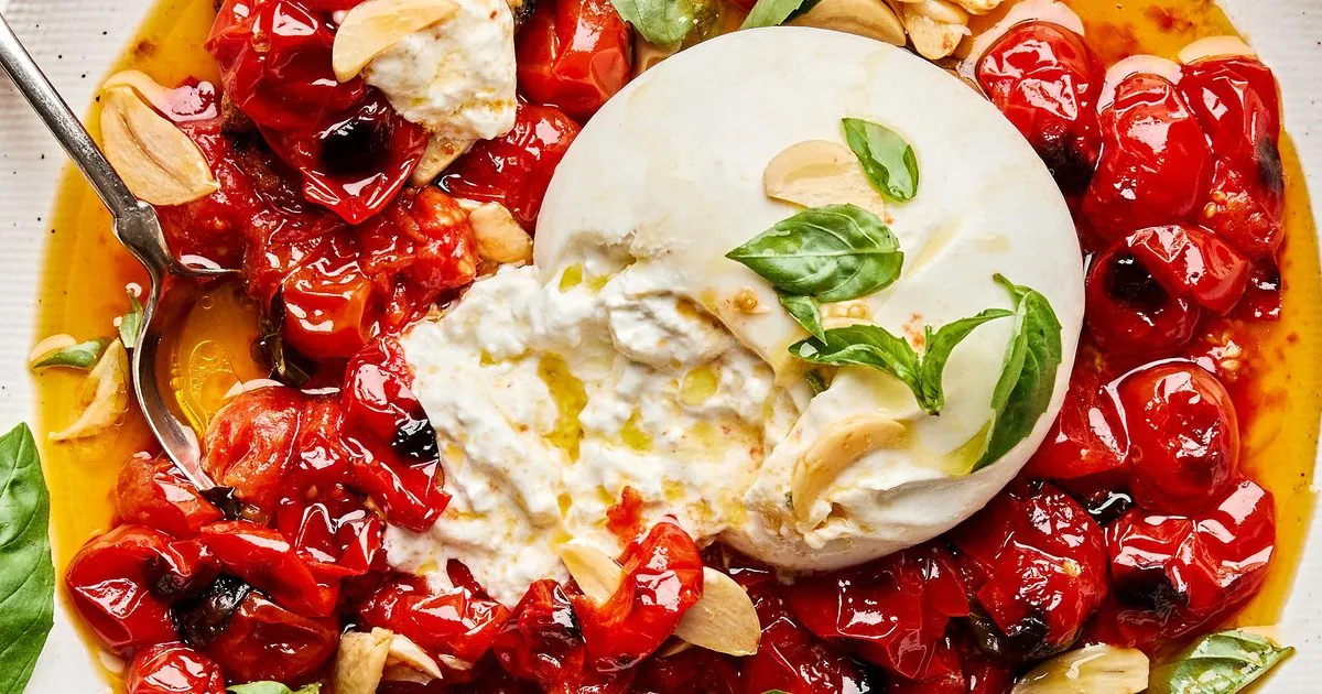Braised Tomatoes with Burrata