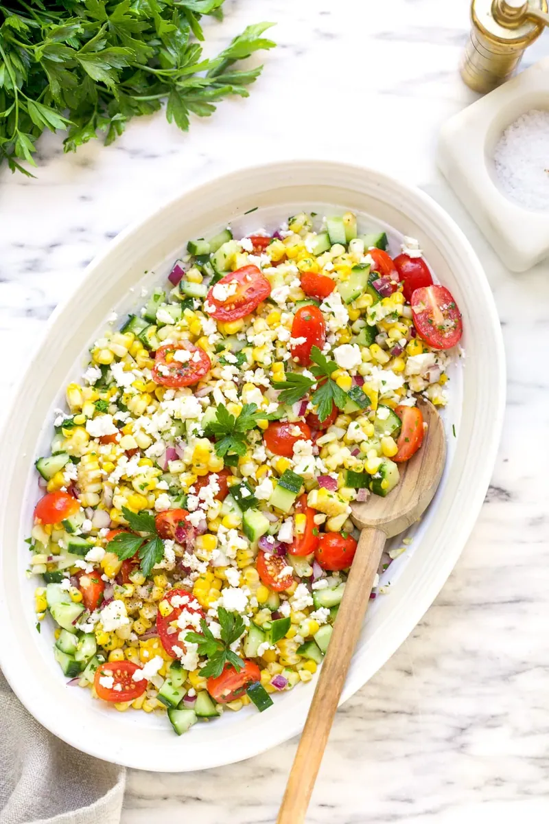 Fresh Corn Salad with cherry and grape tomatoes