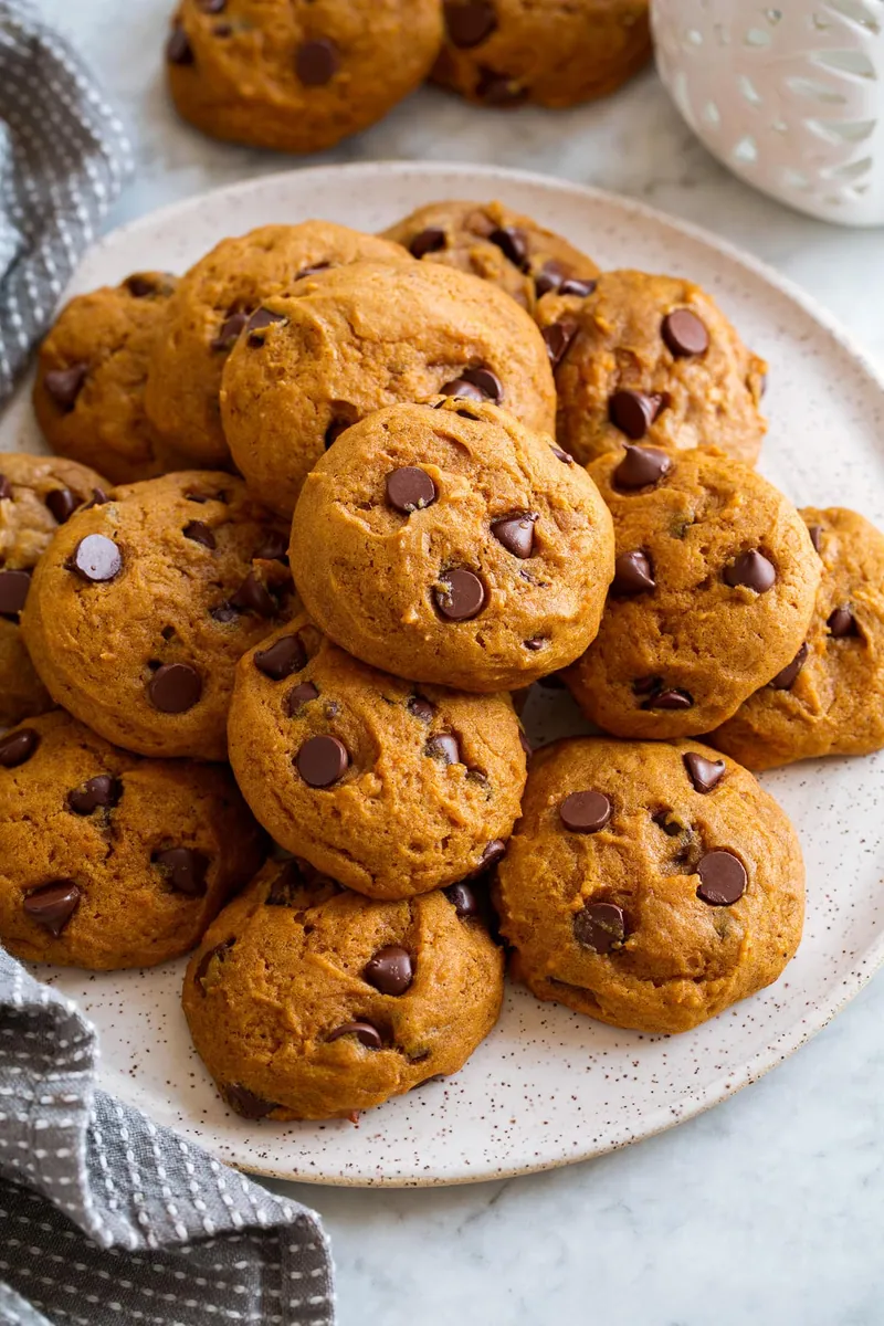 Pumpkin Chocolate Chip Cookies with canned pumpkin