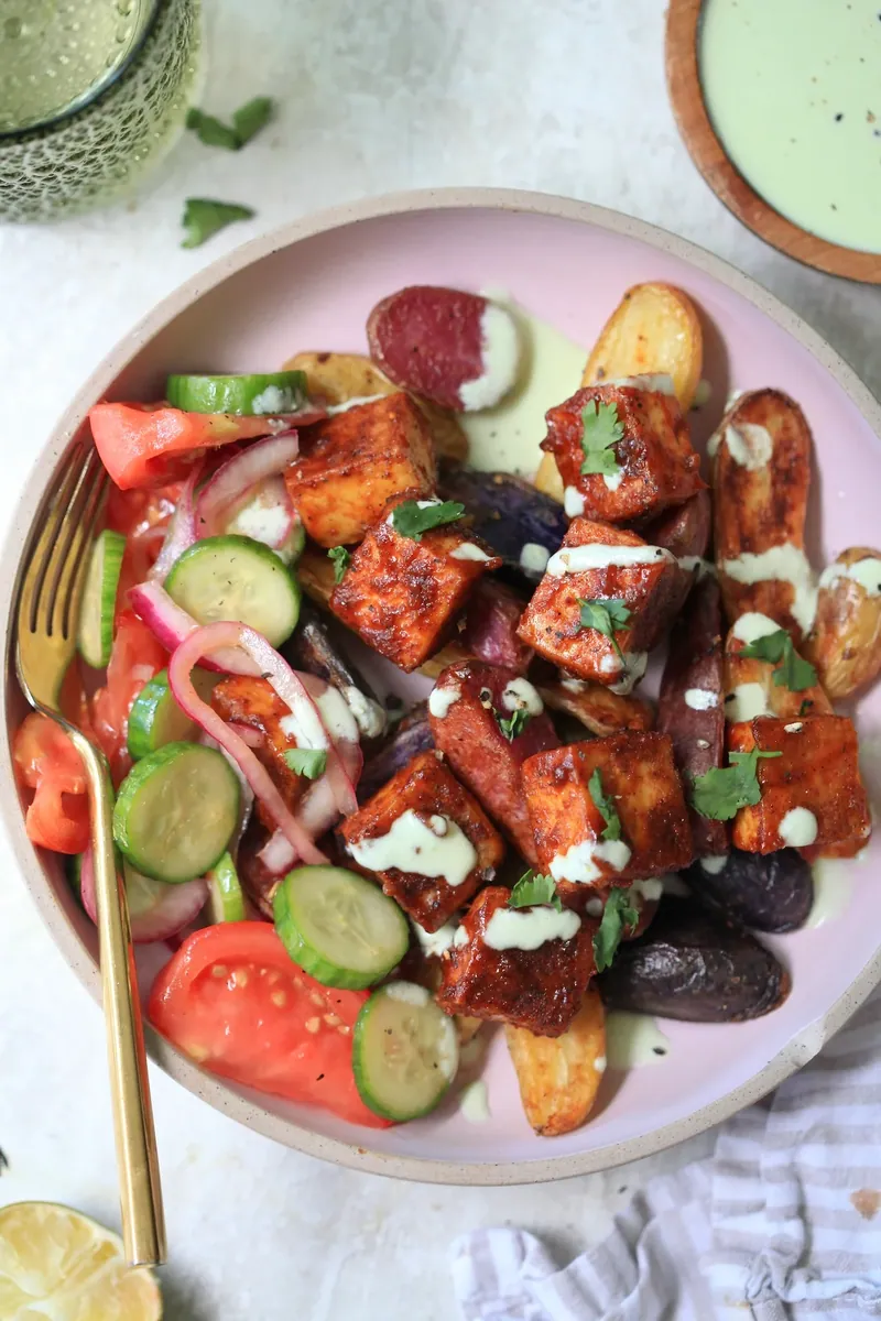 BBQ Tofu with Potatoes