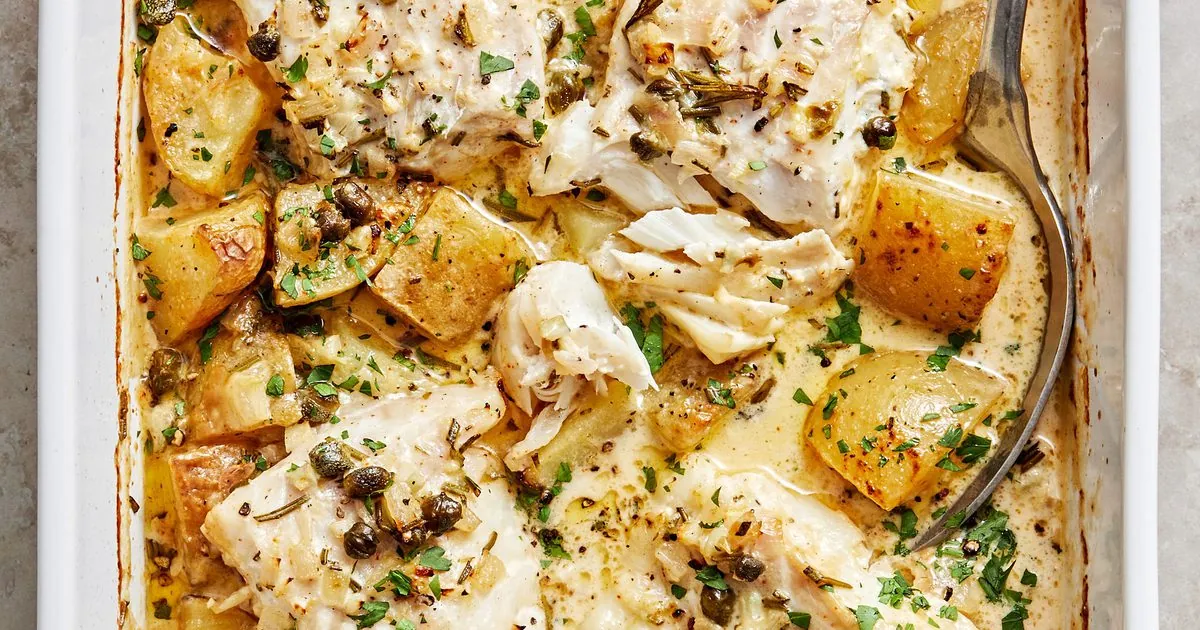 Cod and Potatoes in Rosemary Cream Sauce