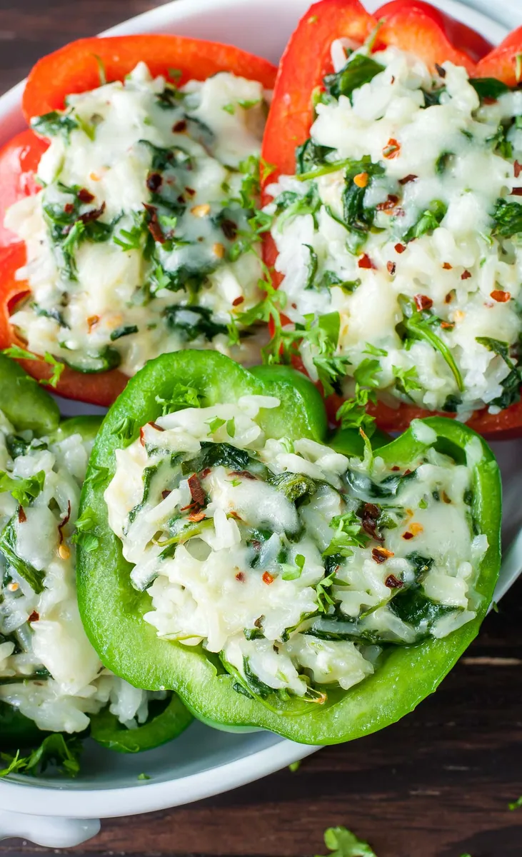 Cheesy Spinach Stuffed Peppers